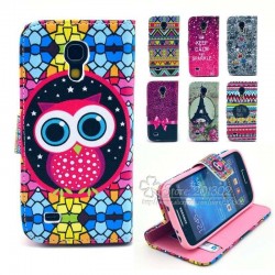 Wallet Leather Case For Samsung Galaxy S4 mini i9190 Owl Aztec Tribe Back Stand Holder PU Phone bags Card Holder Slot