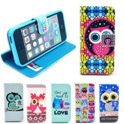 Wallet Style Flip Case with Cute OWL Cartoon Print For iphone 4 4S 4G Stand PU Leather Cell Phone Protective Bag Cover
