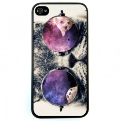 10pcs/lot Unique Galaxy Hipster Cat Custom Hard Plastic Case Cover For Iphone 4 4S 5 5S 5C