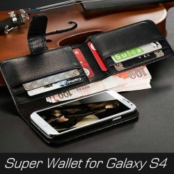 With 7 Card Holder Super Wallet Leather Case for Samsung galaxy S4 i9500 S 4 SIV S IV Phone Bag Cover Durable Luxury Black