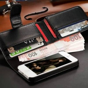 Buy With 7 Card Holder Business Man Wallet Leather Case For iPhone 5 5S bag Cover for iphone 4 4S Luxury Flip Style online