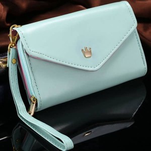 Buy 1 Piece 7 Color PU Leather Crown Smart Pouch/ case/ bag/pu wallet For iphone or Samsung Phone online