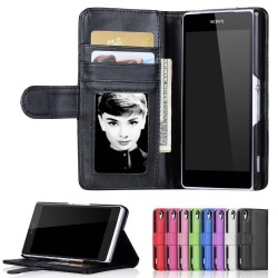 Z2 Phone Case Leather Wallet Case For Sony_Xperia Z2 D6502 D6503 Flip Cover With Photo Frame Card Slots Stand Hard