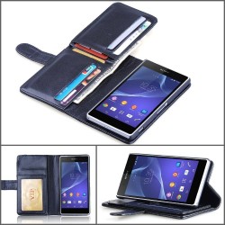 Z2 Wallet Leather Phone Case For Sony_Xperia Z2 Case Stand Design With 6 Card Holders Stand Design Flip Cover