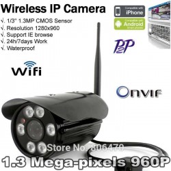 1.3 Megapixel HD 1280x960 H.264 wireless IP Camera ONVIF 960P IP Camera Bullet Web Camera support phone browse