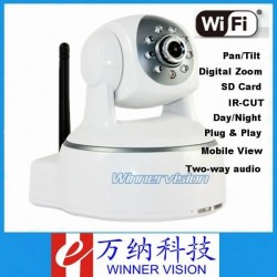 1/4" CMOS H.264 Wireless PTZ Dome IP Camera Network Dome IP Camera Support SD Card,Night vision,Audio,Mobile View,IR-CUT