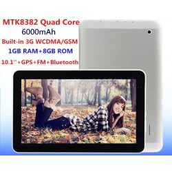 10.1''MTK8382 Quad Core 1GB RAM +8GB ROM 1024*600 Built-in 3G WCDMA/GSM Slot Android4.2 Tablet.+Bluetooth+GPS+1.2GHz+6000mAh
