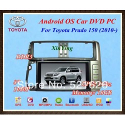 100% Android Car 8" DVD Player PC for Toyota PRADO 150 2010 2011 2012 with Bluetooth 1GHZ CPU DDR3 512MB RAM, Free CCD camera