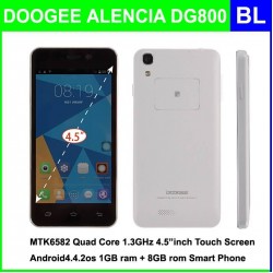100% Original DOOGEE DG800 MTK6582 Quad Core 1.3GHz 4.5 inch IPS 960x540 Screen 1GB RAM 8GB ROM 8MP+13MP 3G WCDMA GPS Cell Phone
