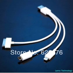 100pcs/lot with Retail box,Universal 3 in 1 USB Cable For iPhone5S/5C/4S/iPad/Samsung/HTC/Xiaomi/THL/ZOPO/Android phone/MID,DHL