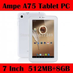 10pcs DHL 2G phone call tablet Ampe A75 2G GSM Allwinner A13 Android 4.0 Multi-Touch Capacitive Screen Dual Camera 512M/8G B