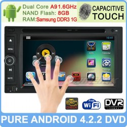 2 Din 6.2" Inch Pure Android 4.2 Car DVD Player GPS Radio Dual Core 1.6GHz Capacitive Screen Built-in DVR Support OBDll 3G