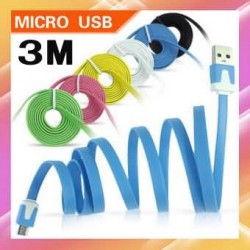 200pcs 3M Flat Noodle V8 Micro Cable Charge Charging Charger Sync Data For Samsung Galaxy Phone, Android ,Cellphone