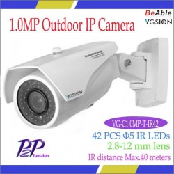 1.0MP Outdoor IP Camera metal housing bullet 2.8-12 mm lens