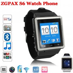 ZGPAX S6 Android 4.0 Smart Watch Phone Wristwatch Bluetooth SmartWatch Cell Phone MTK6577 Dual Core 1.54" 2MP 3G WCDMA GPS