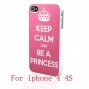 Buy 10pcs/lot Keep Calm And Be A Princess Pink Design Custom Hard Plastic Case Cover For Iphone 4 4S 5 5S 5C online