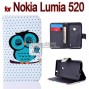Buy Cartoon Owls Skull Leather Case for Nokia Lumia 520 with TPU Back Cover Stand Cases Bags online