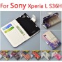 Buy Fashion design patterned Leather Flip Wallet case For Sony Xperia L S36H phone Cover With Card Holder and stand, online