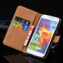Buy Vintage Wallet Stand Genuine Leather Case for Samsung Galaxy S5 i9600 Retro Flip Phone Cover Bags Durable Black Brown RCD03906 online