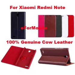 100% Genuine Cow Leather Case Case Stand Cover Leather Pouch For Xiaomi Redmi Note