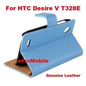 Buy 100% Genuine Leather Case Case Wallet Stand Cover For HTC Desire V T328E HTC Desire X T328W online