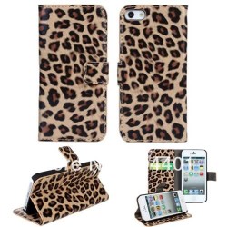 1pc Luxury Cheetah Leopard Skin Stripe Pattern Flip leather wallet stand Case for iPhone5 5G 5S with card holder phone bag pouch