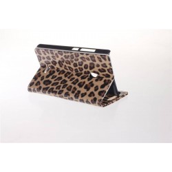2013 New Slim Wallet Book Stand Case Leopard Design Case Leather Case for Nokia XL Dual SIM RM-1030/RM-1042