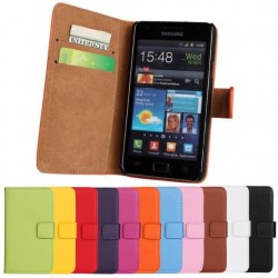 Fashion Wallet Stand Leather Case For Samsung Galaxy S2 SII i9100 Phone Cases Bag Cover With Card Holder 11 Colors