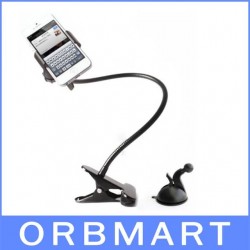 Universal 2 in 1 Car Stand + Long Arm Holder Steel Clip Mount for Iphone 4s 5 5S Galaxy S4 S3 Smart phone PDA GPS