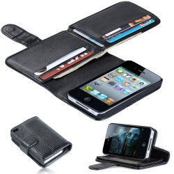 4S Wallet Stand Design PU Leather Business Man Case For iPhone 4 4S With 6 Card Holders Flip Cover Phone Housing