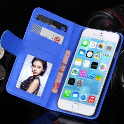 50 pcs/lot For iphone6 Wallet Flip Leather Case For iPhone 6 6S Photo Frame Card Holder Stand Bags Magnetic Cell Phone Cover FLM