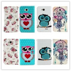 Cartoon Owls Cute Wallet Leather Case for LG L70 D320N Stand bags with business credit card holder TPU inside