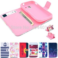 Cartoon Wallet Stand Leather Case for Samsung Galaxy Ace 2 i8160 with card slot TPU Back Cover Cases BJ2805