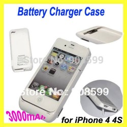 3000mAh External Power Pack Stand Charger Backup Battery For iPhone 4 4S Black & White Drop Shipping