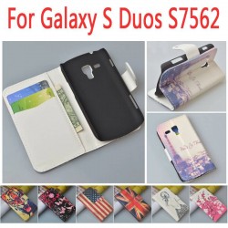 Cute Cartoon Pattern Leather Case Cover For Samsung Galaxy S Duos s7562 Defender,with stand function and card slots