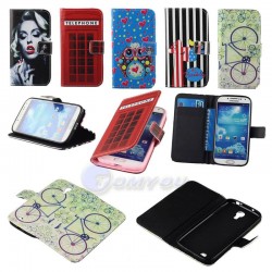 Cute Monroe Bicycle & Flower Camera Style Wallet Stand Flip Case Cover For Samsung Galaxy S4 i9500 Cell Phone