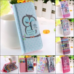 Elf Owl Sprite National Flavor Cute Matte Case for iphone 5 5S 5G Wallet Stand Flip Leather Bird Crown Phone Cover RCD04133