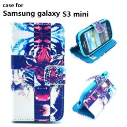 Fashion Cross Tiger Phone Cases Cover Bag Shell Wallet with Card Holder Stand PU leather Luxury Case for Samsung Galaxy S3 mini