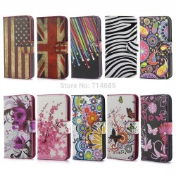 PU Leather Wallet Stand Design Flip Phone Shell for LG Series III LG L90 Case Cover Bag Skin Flag Butterfly Flower