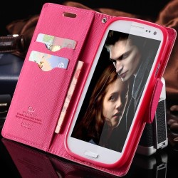Fashion MERCURY Series Leather Case for Samsung Galaxy S3 III i9300 Stand Phone Bags Cover With Card Slots Flip FLM03751