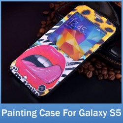 Fashion Wallet For Samsung Galaxy S5 SV Case Stand Phone Cover With Front Window For View Cool Bag For Samsung Galaxy S 5 Case