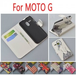 Flip Leather Case Cover for Motorola Moto G XT1031 XT1032 with card holder + money pocket and stand funtion,4 color choose