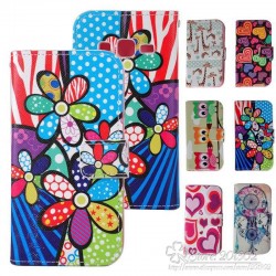 Flower Cartoon Owl Bird Love Heart PU Leather Phone Case for Samsung Galaxy Win Pro G3812 with Cards Slot Back Stand Cases