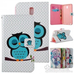 Flower Cartoon Owl Bird PU Leather Phone Cases for Samsung Galaxy Note 3 Neo N7505 with Cards Slot Back Stand Cases