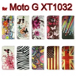 For Moto G Case Flower Wallet Leather Case for Motorola Moto G DVX XT1032 with Card holder Back Stand Cases Bags