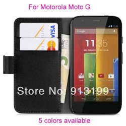1pcs Wallet Stand Flip Leather Case Cover Skin For Motorola Moto G DVX XT1032 XT1028 XT1031 ,5 colors
