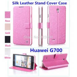 Ultra Slim 5.0 inch Huawei G700 High quality Silk Leather Stand Cover Case. Case For Huawei G700