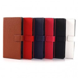 1pc Lichee Wallet case for Sony Xperia Z1 L39h Flip cover with 3 credit card holder Stand design