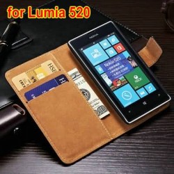 Wallet Case For Nokia Lumia 520 Stand Design Luxury wallet Genuine Leather Phone Bag Cover With Credit Card Holders