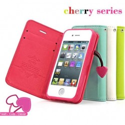 Cherry Heart Stand Case for iPhone 4 4s 5 5s leather wallet stand Cover RCD03703 _15% OFF for 2PCS!
